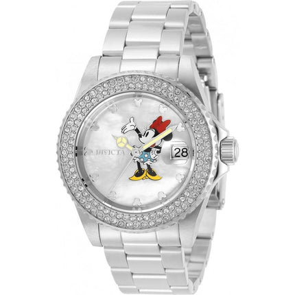 Invicta Women's Quartz Watch - Disney Minnie Mouse MOP Dial Silver Bracelet | 32485 ,