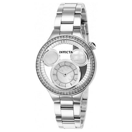 Invicta Women's Quartz Watch - Disney White MOP Dial Silver Tone Case | 36263 ,