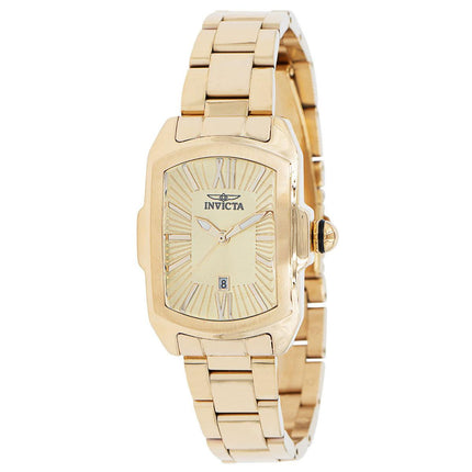 Invicta Women's Quartz Watch - Lupah Date Gold Dial Yellow Gold Steel Bracelet | 39792 ,