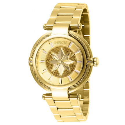 Invicta Women's Quartz Watch - Marvel Captain Marvel Gold Tone Dial | 28833 ,