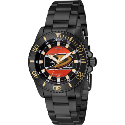 Invicta Women's Quartz Watch - NHL Anaheim Ducks Rotating Bezel Black Steel | 42225 ,