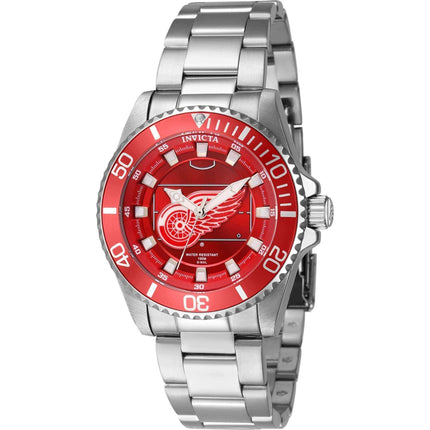 Invicta Women's Quartz Watch - NHL Detroit Red Wings Red Dial Silver Steel | 42224 ,