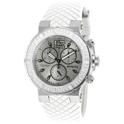 Invicta Women's Quartz Watch - Ocean Reef Chronograph Silver Dial White Strap | 90278 ,