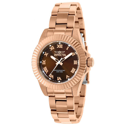 Invicta Women's Quartz Watch - Pro Diver Brown Dial Rose Gold Bracelet | 37426 ,