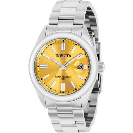Invicta Women's Quartz Watch - Pro Diver Date Yellow Dial Silver Steel Bracelet | 38472 ,
