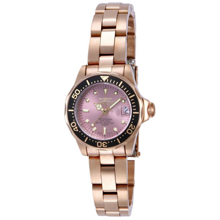 Invicta Women's Quartz Watch - Pro Diver Pink Dial Rose Gold Bracelet | 14100 ,