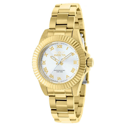 Invicta Women's Quartz Watch - Pro Diver Silver Tone Dial Yellow Gold Bracelet | 37423 ,
