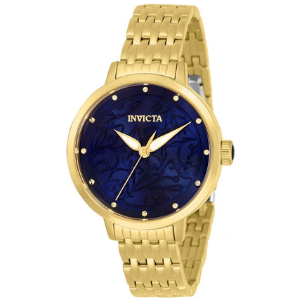 Invicta Women's Quartz Watch - Wildflower Blue Dial Yellow Gold Bracelet | 31941 ,