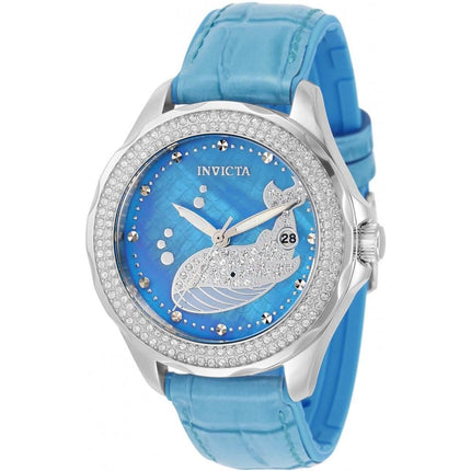 Invicta Women's Quartz Watch - Wildflower Whale Silver Tone Case Blue MOP Dial | 32673 ,