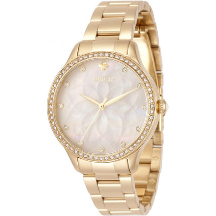 Invicta Women's Quartz Watch - Wildflower White Dial Yellow Gold Bracelet | 35554 ,