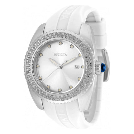 Invicta Women's Watch - Angel Crystal Bezel Silver Tone Dial White Strap | 36061 ,
