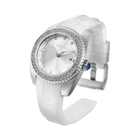 Invicta Women's Watch - Angel Crystal Bezel Silver Tone Dial White Strap | 36061 ,