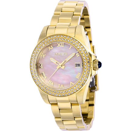 Invicta Women's Watch - Angel Pink MOP Dial Yellow Gold Bracelet Crystals | 41551 ,