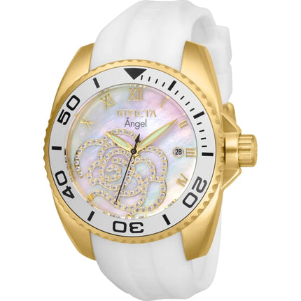 Invicta Women's Watch - Angel Quartz Mother of Pearl Dial White Rubber Strap | 28677 ,