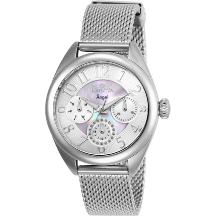 Invicta Women's Watch - Angel White Oyster and Silver Tone Dial Mesh Bracelet | 27453 ,