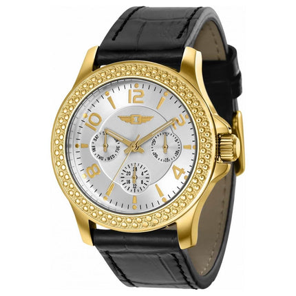 Invicta Women's Watch - I by Invicta Yellow Gold Case Black Leather Strap | IBI36519 ,