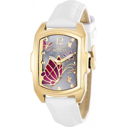 Invicta Women's Watch - Lupah Quartz Butterfly Print Dial White Leather Strap | 37113 ,