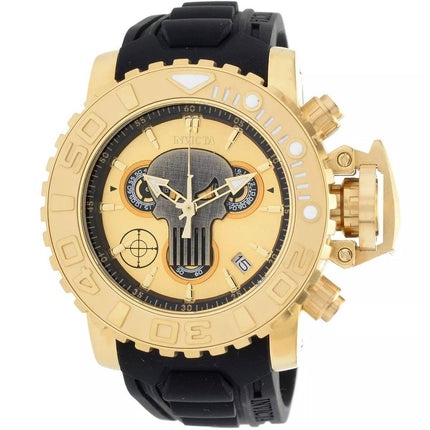 Invicta Women's Watch - Marvel Punisher Chrono Black and Gold Dial Strap | 34928 ,