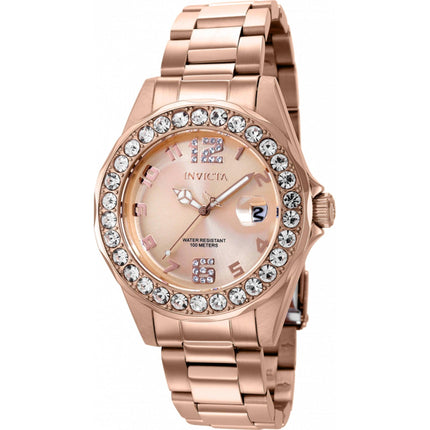 Invicta Women's Watch - Pro Diver Rose Gold Dial Steel Bracelet Crystals | 37698 ,