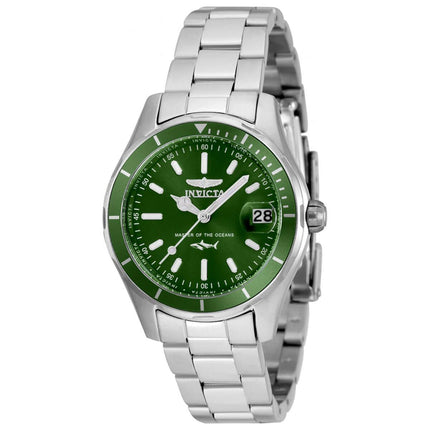 Invicta Women's Watch - Pro Diver Rotating Bezel Green Dial Silver Bracelet | 35601 ,