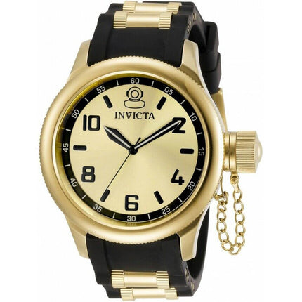 Invicta Women's Watch - Russian Diver Gold Dial Yellow Gold and Black Strap | 31251 ,