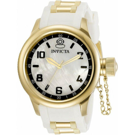 Invicta Women's Watch - Russian Diver White Dial Yellow Gold and White Strap | 31252 ,