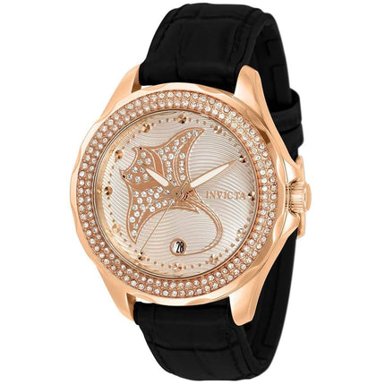 Invicta Women's Watch - Wildflower Manta Ray Rose Gold Case Black Strap | 32668 ,