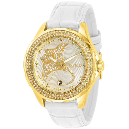 Invicta Women's Watch - Wildflower Manta Ray Yellow Gold Case White Strap | 32669 ,