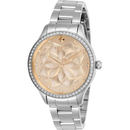 Invicta Women's Watch - Wildflower Quartz Rose Gold Dial Silver SS Bracelet | 28053 ,