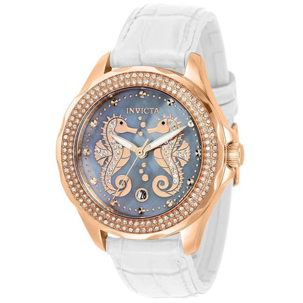 Invicta Women's Watch - Wildflower Seahorse Platinum MOP Dial White Strap | 32662 ,