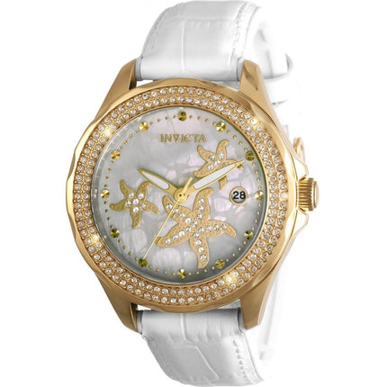 Invicta Women's Watch - Wildflower Starfish Yellow Gold Case White Strap | 32666 ,