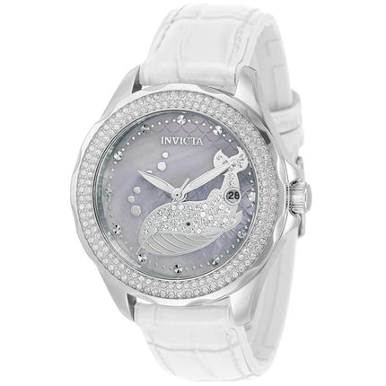 Invicta Women's Watch - Wildflower Whale Silver Tone Case White Strap | 32670 ,