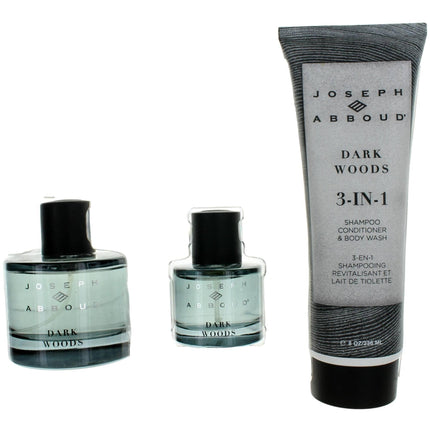 Joseph Abboud Men's Gift Set - Dark Woods Sophisticated Captivating Aroma, 3 Piece ,