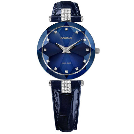 Jowissa Women's Watch - Facet Strass Rhinestones Blue Dial Leather Strap | J5.622.M ,
