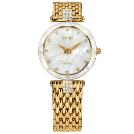 Jowissa Women's Watch - Facet Strass White MOP Dial Yellow Steel Bracelet | J5.633.M ,