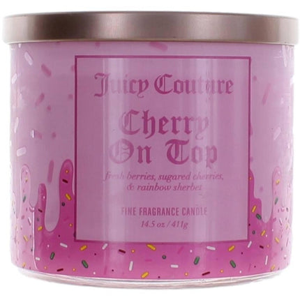 Juicy Couture 3 Wick Candle - Cherry On Top Fine Fragrance Soy Wax Blend, 14.5 oz ,