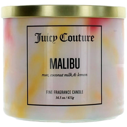 Juicy Couture 3 Wick Candle - Malibu Rose, Coconut Milk, Lemon Soy Wax Blend, 14.5 oz ,