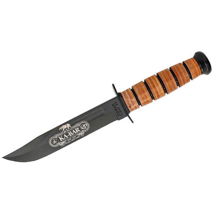 Ka-Bar Fighting Knife - 120th Anniversary USMC Black Blade Brown Handle | KB9191 ,