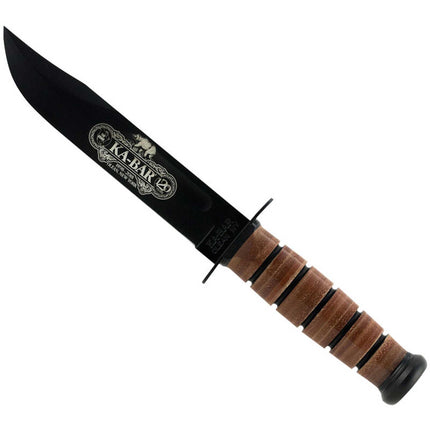 Ka-Bar Fighting Knife - 120th Anniversary USN Flat Grind Blade Brown Handle | KB9192 ,