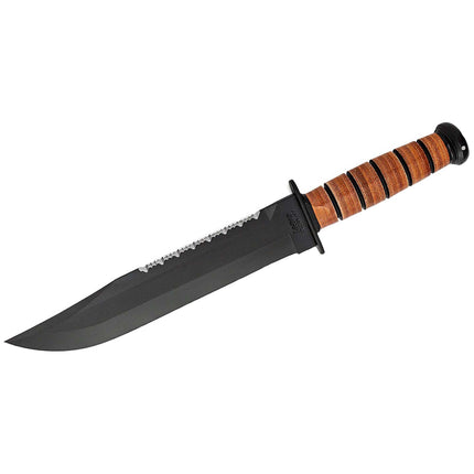 Ka-Bar Fighting Knife - Big Brother Double Edge Blade Brown Leather Handle | KB2217 ,