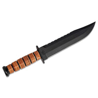 Ka-Bar Fighting Knife - Big Brother Double Edge Blade Brown Leather Handle | KB2217 ,