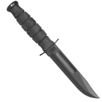 Ka-Bar Fighting Knife - Short Black Plain Edge Blade Oval Shaped Handle | KB1258 ,