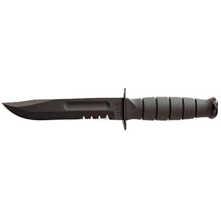 Ka-Bar Fighting Knife - Short Black Serrated Edge Blade Kraton G Handle | KB1257 ,