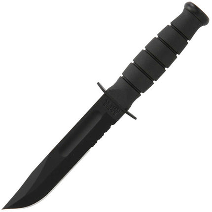 Ka-Bar Fighting Knife - Short Black Serrated Edge Blade Kraton G Handle | KB1259 ,