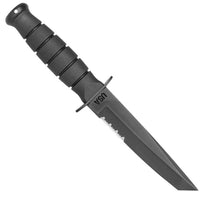 Ka-Bar Fighting Knife - Short Tanto Serrated Fixed Blade Kraton G Handle | KB1255 ,