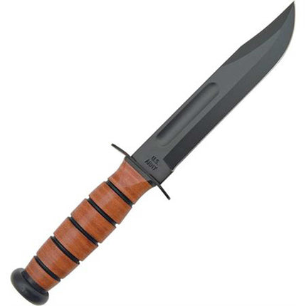 Ka-Bar Fighting Knife - US Army Full Size Plain Edge Blade Leather Handle | KB5020 ,