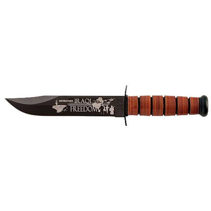 Ka-Bar Fighting Knife - USMC Iraqi Freedom Clip Point Blade Brown Handle | KB9128 ,