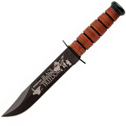 Ka-Bar Fighting Knife - USN Iraqi Freedom 7 inch Plain Blade Brown Handle | KB9131 ,