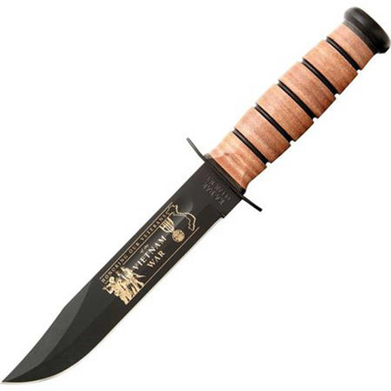 Ka-Bar Fighting Knife - USN Navy Vietnam 7 inch Plain Blade Leather Handle | KB9141 ,