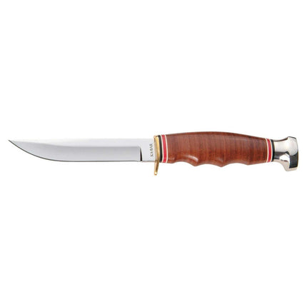 Ka-Bar Fixed Knife - 4 inch Polish Clip Point Blade Leather Handle Hunter | KB1232 ,